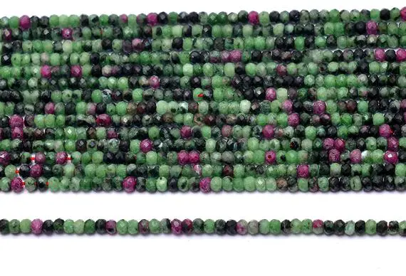 Aaa+ Ruby Zoisite Gemstone 3mm Faceted Rondelle Beads | Natural Ruby Zoisite Semi Precious Gemstone Loose Beads For Jewelry | 13inch Strand