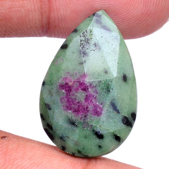 Ruby Zoisite Gemstone Loose Faceted Pear Cabochon | 18x28mm Pear -22carats | Natural Ruby Zoisite Semi Precious Loose Gemstone Pear Cabochon