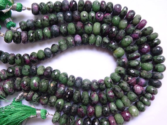 Ruby Zoisite Faceted Rondelles, Ruby Zoisite Faceted Rondelle  Beads (7 To 9 Mm)