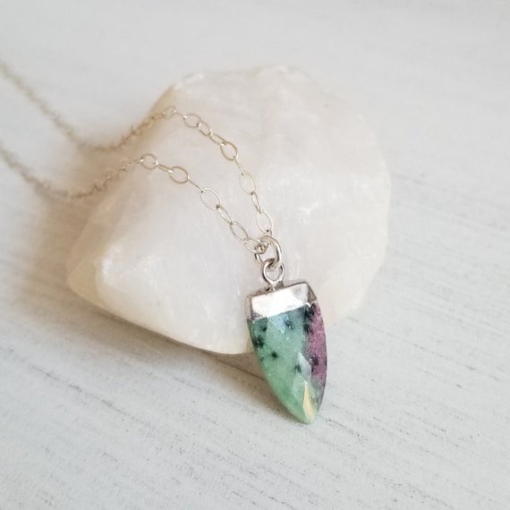 Ruby Zoisite Necklace, Unique Ruby Zoisite Pendant, Healing Crystal, Gift For Her, Gemstone Necklace, Layering Necklace, Christmas Gift Idea