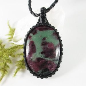 Shop Ruby Zoisite Jewelry! Ruby Zoisite necklace / Ruby pendant / Macrame jewelry / Macrame pendant / July Birthstone / Winter finds / Boho / Crystal necklace / Gem | Natural genuine Ruby Zoisite jewelry. Buy crystal jewelry, handmade handcrafted artisan jewelry for women.  Unique handmade gift ideas. #jewelry #beadedjewelry #beadedjewelry #gift #shopping #handmadejewelry #fashion #style #product #jewelry #affiliate #ad