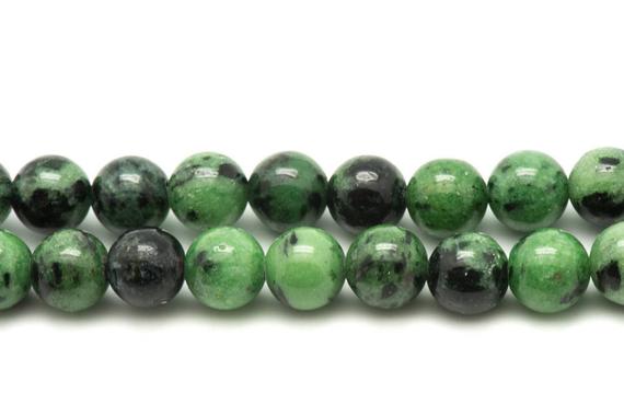 Fil 39cm Perles De Pierre - Rubis Zoisite Boules 8mm