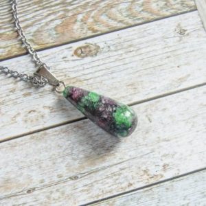 Shop Ruby Zoisite Pendants! Ruby Zoisite Pendant Ruby Zoisite Necklace Silver Plated Necklace Ladies Necklace Gift Semi Precious Necklace Tear Drop Necklace | Natural genuine Ruby Zoisite pendants. Buy crystal jewelry, handmade handcrafted artisan jewelry for women.  Unique handmade gift ideas. #jewelry #beadedpendants #beadedjewelry #gift #shopping #handmadejewelry #fashion #style #product #pendants #affiliate #ad