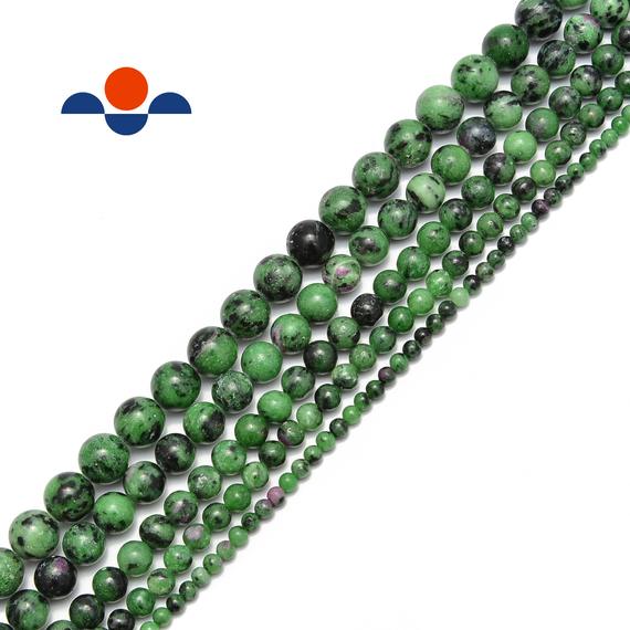 Ruby Zoisite Smooth Round Beads Size 4mm 6mm 8mm 10mm 12mm 15.5" Strand