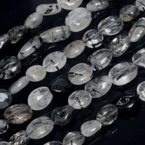 Shop Rutilated Quartz Beads! Genuine Natural Black Rutilated Quartz Loose Beads Grade A Pebble Nugget Shape 8-10mm | Natural genuine beads Rutilated Quartz beads for beading and jewelry making.  #jewelry #beads #beadedjewelry #diyjewelry #jewelrymaking #beadstore #beading #affiliate #ad