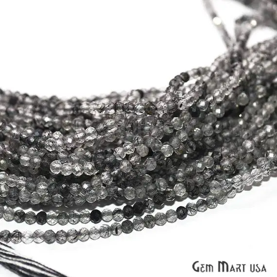 Rutilated Quartz Rondelle Beads, Faceted Gemstones, Jewelry Making Beads, Bead Strands, Gemmartusa (rlru-70000)