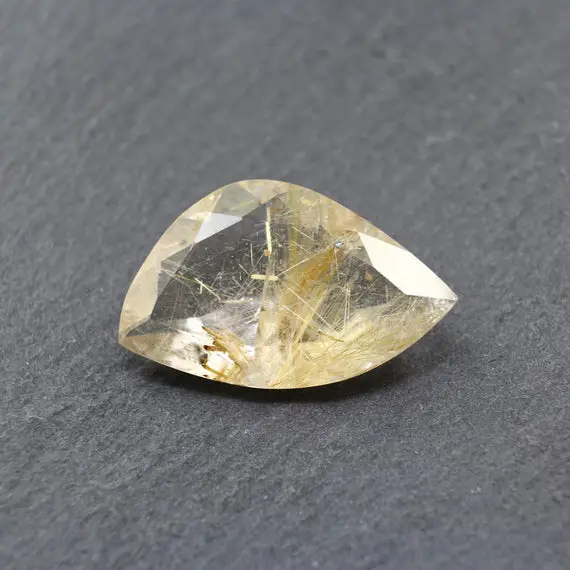 Golden Rutilated Quartz Loose Stone 26x16mm Fancy Cut Natural Gemstone 16.54ct