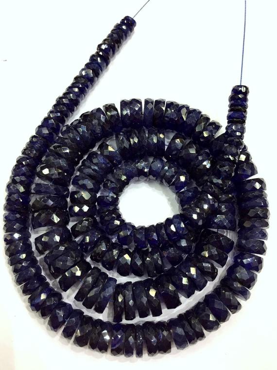 Aaa Fine Quality Natural Blue Sapphire Faceted Tyre Beads Sapphire Wheel Shape Sapphire Gemstone Beads 6-9.mm Jewelry Making Tyre Shape