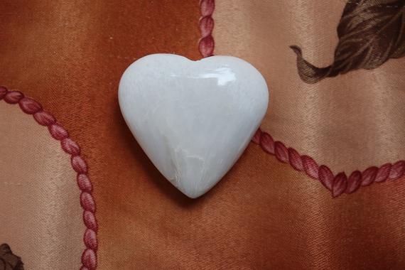 Scolecite Heart Stone / Scolecite Crystal - Crystal Polished Gemstone | Scolecite Stone Crystal Hearts Dimensions-50x54x21mm Wt-60gm...