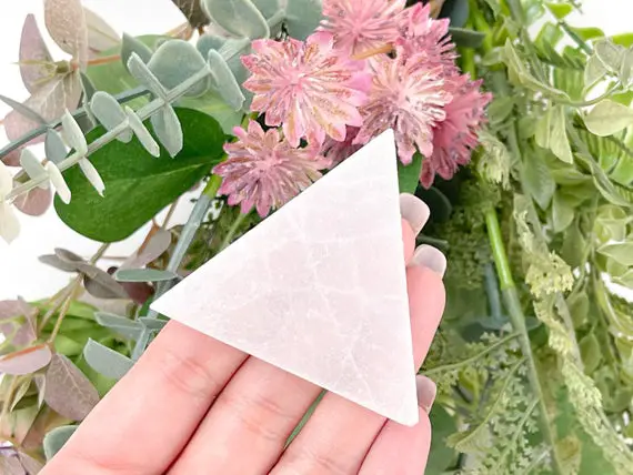 Triangle Selenite Plate : The Ultimate Charging Station For Energy Purification And Healing.gift With Two Items.