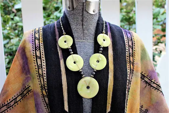 Serpentine Necklace With 5 Donuts By Old Silk Route-24"inches-free Shipping