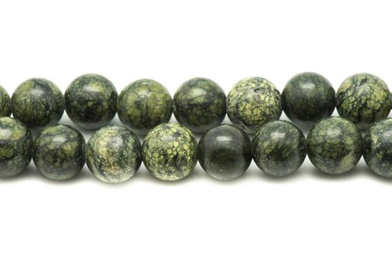 10pc - Perles Pierre Serpentine Boules 8mm Vert Kaki Noir - 7427039748698 10pc - Perles Pierre Serpentine Boules 8mm Vert Kaki Noir - 7427039748698