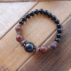 Shop Mahogany Obsidian Jewelry! Shungite, Black Tourmaline, Mahogany Obsidian bracelet for every day, mens protection jewelry | Natural genuine Mahogany Obsidian jewelry. Buy handcrafted artisan men's jewelry, gifts for men.  Unique handmade mens fashion accessories. #jewelry #beadedjewelry #beadedjewelry #shopping #gift #handmadejewelry #jewelry #affiliate #ad
