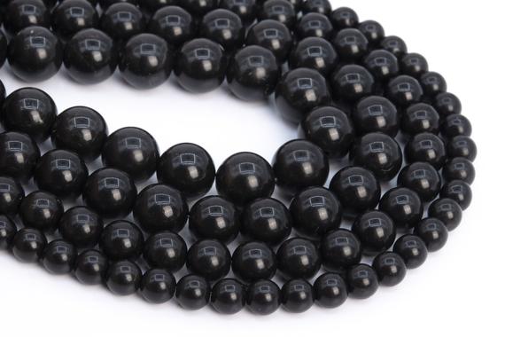Genuine Natural Shungite Loose Beads High Carbon Anti Radiation Round Shape 6mm 8mm 10-11mm 11-12mm