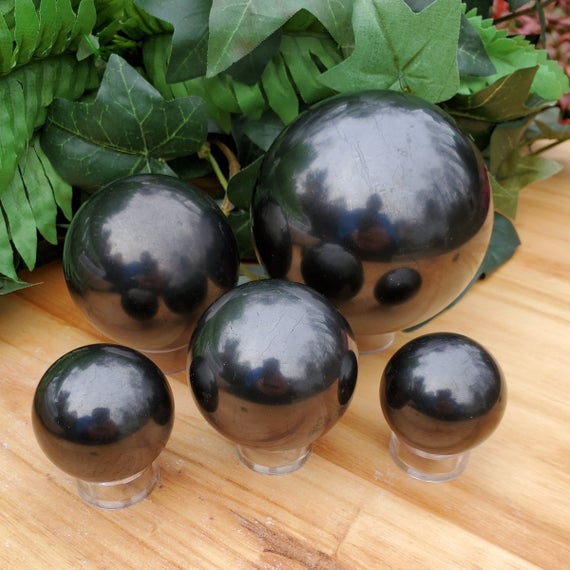 Shungite Spheres - 36 To 83mm - Shungite - Spheres - Shungite Stone - Crystal Sphere - Emf Protection - Grounding Stone -calming -protection