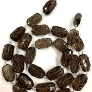 Shop Smoky Quartz Chip & Nugget Beads! Natural Smoky Quartz ROSARY Chain Beads Silver Rosary Chain Beads Smoky Carving Nugget Shape Beads Good Looking Rosary Necklace 21" Strand | Natural genuine chip Smoky Quartz beads for beading and jewelry making.  #jewelry #beads #beadedjewelry #diyjewelry #jewelrymaking #beadstore #beading #affiliate #ad