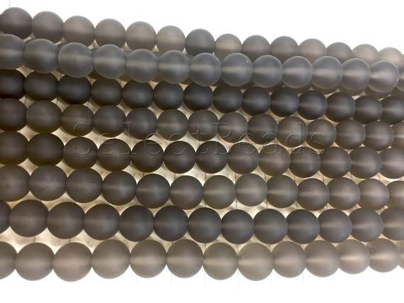 Matte Smoky Quartz Gemstone - Natural Quartz Round Beads - Black Brown Beads - Beading Gemstone - Stone Necklace Beads -15inch