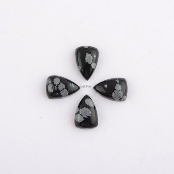 Snowflake Obsidian Cabochon Loose Gemstones, Calibrated Cabochons, 8x12mm Pear Shape Gemstones Aaa Grade, Wholesale Gemstone - 4 Pcs