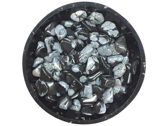 Snowflake Obsidian Mini Crystal Chips - Size 2 | Mini Snowflake Obsidian Chip Stones | Roller Bottle Crystals | Orgonite Supplies