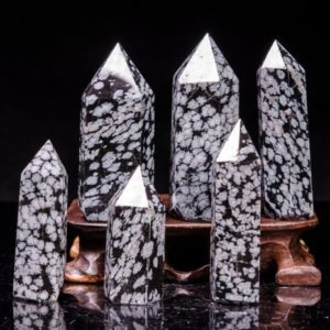 Shop Snowflake Obsidian Points & Wands! Snowflake Obsidian Quartz Point/Obsidian  Wand/Shiny Polished Obsidian Tower(Size:,30mm,40mm,50mm,60mm,70mm,80mm,90mm,100mm,150mm,200mm) | Natural genuine stones & crystals in various shapes & sizes. Buy raw cut, tumbled, or polished gemstones for making jewelry or crystal healing energy vibration raising reiki stones. #crystals #gemstones #crystalhealing #crystalsandgemstones #energyhealing #affiliate #ad