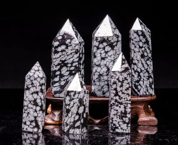 Snowflake Obsidian Quartz Point/obsidian  Wand/shiny Polished Obsidian Tower(size:,30mm,40mm,50mm,60mm,70mm,80mm,90mm,100mm,150mm,200mm)