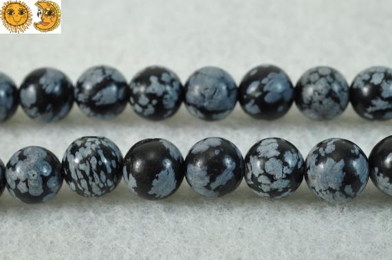 Snowflake Obsidian,15 Inch Full  Strand Black Snowflake Obsidian Smooth Round Beads 6mm 8mm 10mm 12mm For Choice