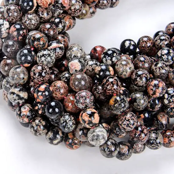 4mm Mexican Red Snowflake Obsidian Gemstone  Grade Aaa Round Beads 15.5 Inch Full Strand (80008185-d7)