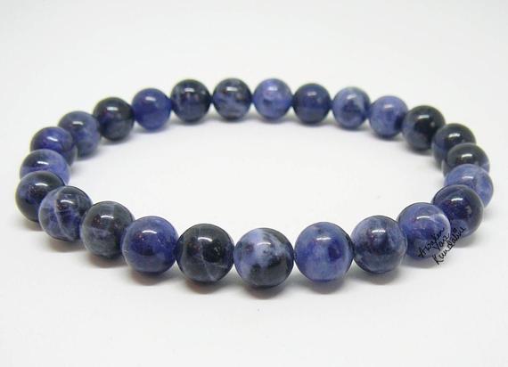Aaa Natural Dark Blue Sodalite Stone Beads Gemstone Bracelet,  Blue Stone Beads, Sodalite Wrist, Blue Bead Bracelet, Dark Blue Bracelet