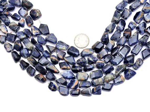 Sodalite Gemstone Faceted Nugget Beads | Aaa Sodalite 14mm-16mm Step Cut Uneven | Natural Semi Precious Gemstone Rare Beads | 15inch Strand