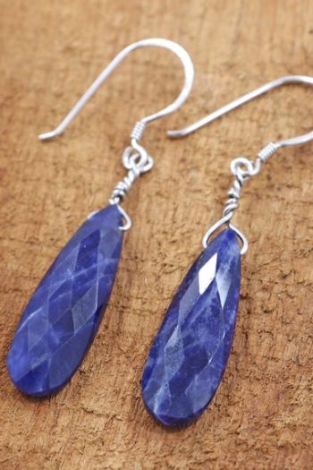 Sodalite Crystal Teardrop Earrings