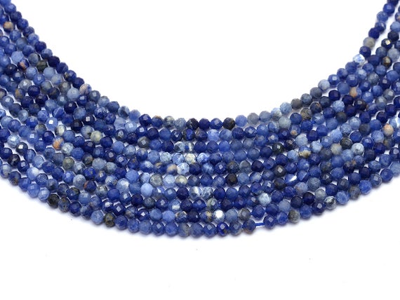 Aaa+ Sodalite Gemstone 2mm-3mm Micro Faceted Beads | Natural Sodalite Semi Precious Gemstone Loose Rondelle Beads For Jewelry  | 13" Strand