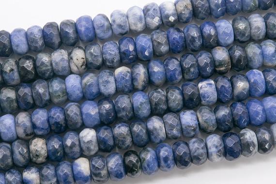 Genuine Natural Blue Sodalite Loose Beads Faceted Rondelle Shape 10x6mm