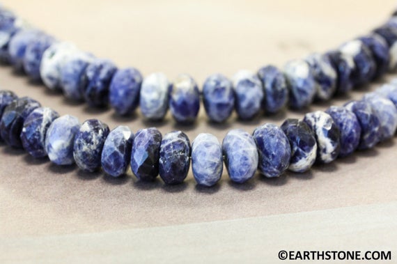 M/ Sodalite 12mm/ 10mm/ 8mm Faceted Rondell Loose Beads. 16" Strand. Semiprecious Gemstone Wholesale Beads Supply