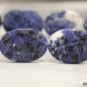 Shop Sodalite Bead Shapes! Xl / Sodalite 25x35mm Flat Oval Loose Beads 15" Strand Shade Varies Large Size Blue And White Gemstone Beads For Jewelry Making | Natural genuine other-shape Sodalite beads for beading and jewelry making.  #jewelry #beads #beadedjewelry #diyjewelry #jewelrymaking #beadstore #beading #affiliate #ad