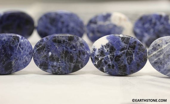 Xl/ Sodalite 25x35mm Flat Oval Beads 15" Strand Shade Varies Natural Gemstone Beads For Jewelry Making