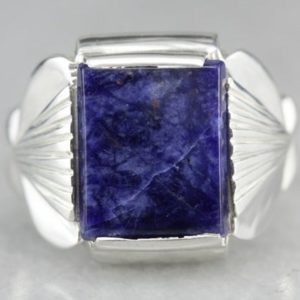 Shop Sodalite Rings! Sodalite Statement Ring, Sterling Silver Ring, Unisex Sodalite Ring, Cabochon Ring NC14XY9P | Natural genuine Sodalite rings, simple unique handcrafted gemstone rings. #rings #jewelry #shopping #gift #handmade #fashion #style #affiliate #ad