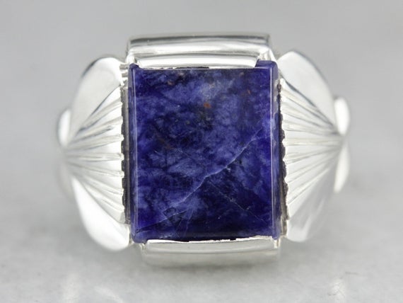 Sodalite Statement Ring, Sterling Silver Ring, Unisex Sodalite Ring, Cabochon Ring Nc14xy9p