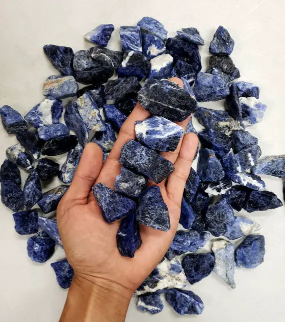 Sodalite Rough Stones - A Grade Bulk Wholesale - Raw Sodalite Crystal Stones For Cabbing, Tumbling, Wicca, Reiki & Crystal Healing