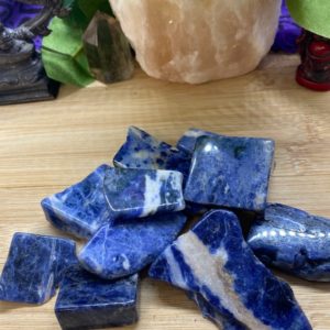 Shop Tumbled Sodalite Crystals & Pocket Stones! Sodalite polished square rectangle smooth tumbled crystal Shelf 2 | Natural genuine stones & crystals in various shapes & sizes. Buy raw cut, tumbled, or polished gemstones for making jewelry or crystal healing energy vibration raising reiki stones. #crystals #gemstones #crystalhealing #crystalsandgemstones #energyhealing #affiliate #ad