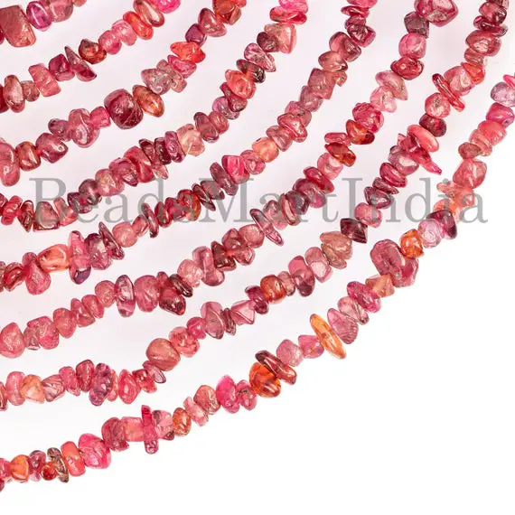 Red Spinel Uncut Chips Shape Beads, Uneven Cut Gemstone Bead Strand, Polished Chips Red Spinel Beads, Red Spinel Raw Nugget Smooth Beads