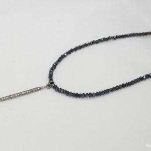 Shop Spinel Jewelry! Pave Diamond Spike Necklace, Mystic Black Spinel, Genuine Diamond Pendant | Natural genuine Spinel jewelry. Buy crystal jewelry, handmade handcrafted artisan jewelry for women.  Unique handmade gift ideas. #jewelry #beadedjewelry #beadedjewelry #gift #shopping #handmadejewelry #fashion #style #product #jewelry #affiliate #ad
