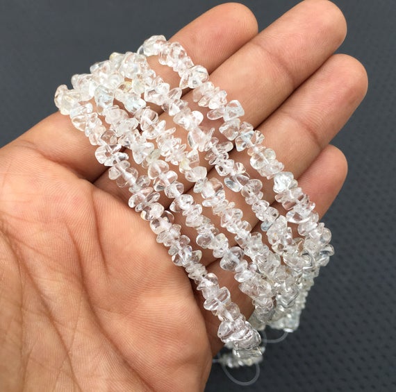 Splendid Gems Super Quality Natural White Topaz Gemstone,16" Long Smooth Uncut Chips Beads, Size 4-6 Mm,making Jewelry Wholesale Price