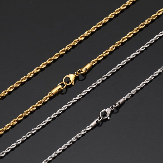 Stainless Steel Twist Chain: Hypoallergenic Necklace Chain (60cm)
