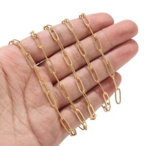 Shop Chain for Jewelry Making! Stainless Steel Gold Oval Rolo Cable Link Chain, 4MM WIDTH Anchor Link Chain, Textured D Chain, Soldered Rolo Chain, Jewelry Making chain | Shop jewelry making and beading supplies, tools & findings for DIY jewelry making and crafts. #jewelrymaking #diyjewelry #jewelrycrafts #jewelrysupplies #beading #affiliate #ad