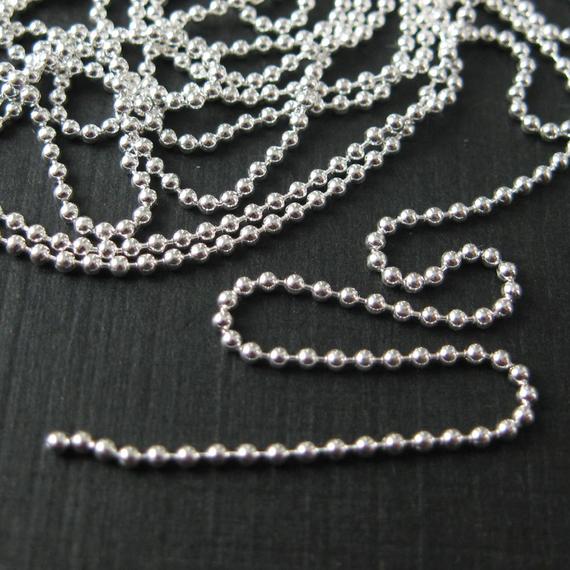 Sterling Silver Chain-silver Bulk Chain,silver Chain Wholesale,supplies, Beaded Chain, Beading Chain-ball Chain 1.2mm(5 Feet)-sku: 101050