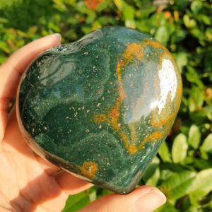 Shop Ocean Jasper Shapes! Striking Puffy Green, Orange and Yellow Ocean Jasper Heart from Madagascar | Natural genuine stones & crystals in various shapes & sizes. Buy raw cut, tumbled, or polished gemstones for making jewelry or crystal healing energy vibration raising reiki stones. #crystals #gemstones #crystalhealing #crystalsandgemstones #energyhealing #affiliate #ad