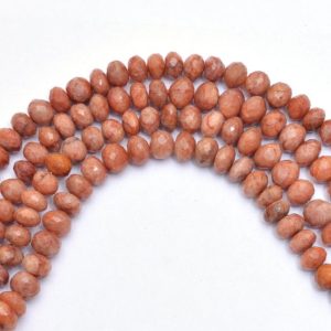 Shop Sunstone Faceted Beads! Sunstone Gemstone 7mm Rondelle Faceted Beads | 6inch Strand | Natural Sunstone Fire Semi Precious Gemstone Rondelle Loose Beads |AAA Quality | Natural genuine faceted Sunstone beads for beading and jewelry making.  #jewelry #beads #beadedjewelry #diyjewelry #jewelrymaking #beadstore #beading #affiliate #ad