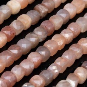 Shop Sunstone Faceted Beads! Genuine Natural Orange Brown Sunstone Loose Beads Grade AA Faceted Cube Shape 4-5mm | Natural genuine faceted Sunstone beads for beading and jewelry making.  #jewelry #beads #beadedjewelry #diyjewelry #jewelrymaking #beadstore #beading #affiliate #ad