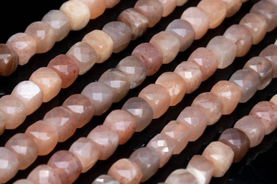 Genuine Natural Orange Brown Sunstone Loose Beads Grade Aa Faceted Cube Shape 4-5mm