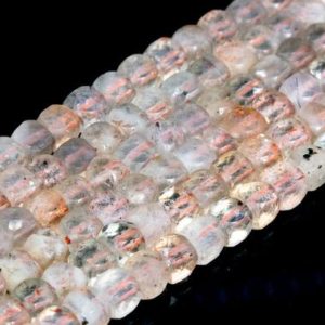 Shop Sunstone Faceted Beads! Genuine Natural Transparent Multicolor Sunstone Loose Beads India Faceted Cube Shape 3-4mm | Natural genuine faceted Sunstone beads for beading and jewelry making.  #jewelry #beads #beadedjewelry #diyjewelry #jewelrymaking #beadstore #beading #affiliate #ad